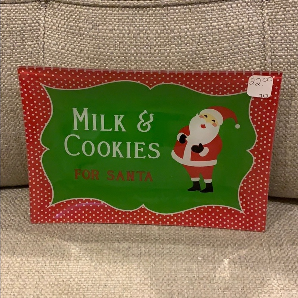 Milk & Cookies Christmas Glass Tray